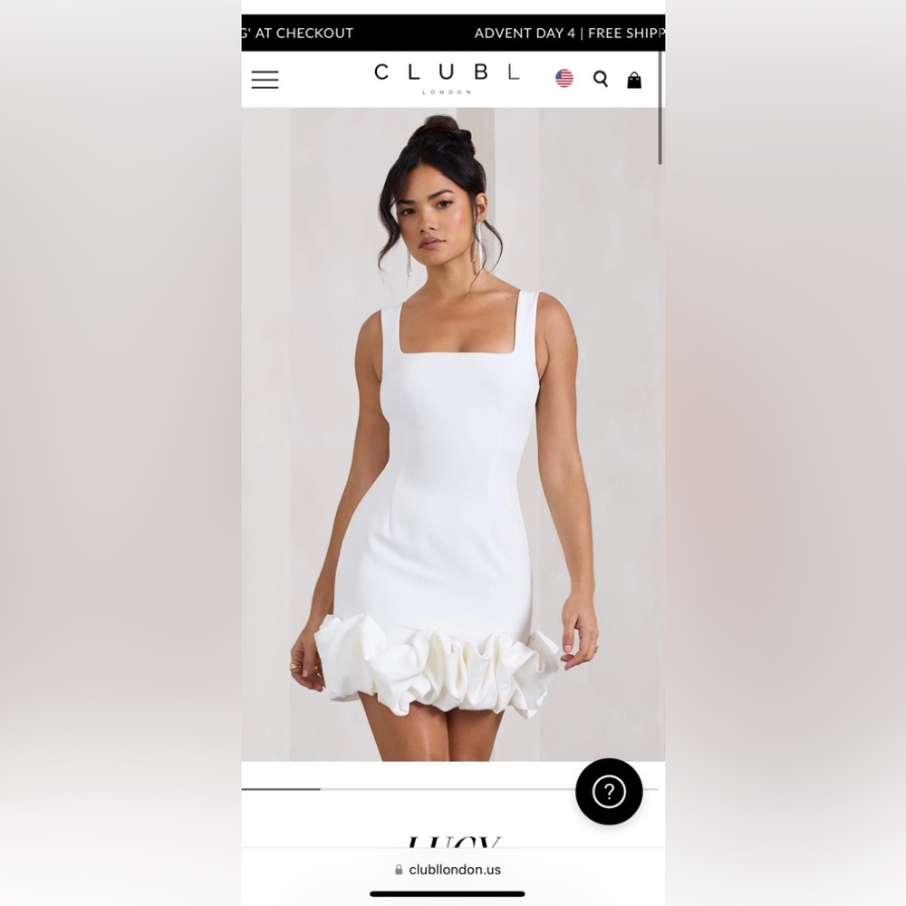Club L London LUCY WHITE STRAPPY MINI DRESS WITH RUFFLE TRIM — 6